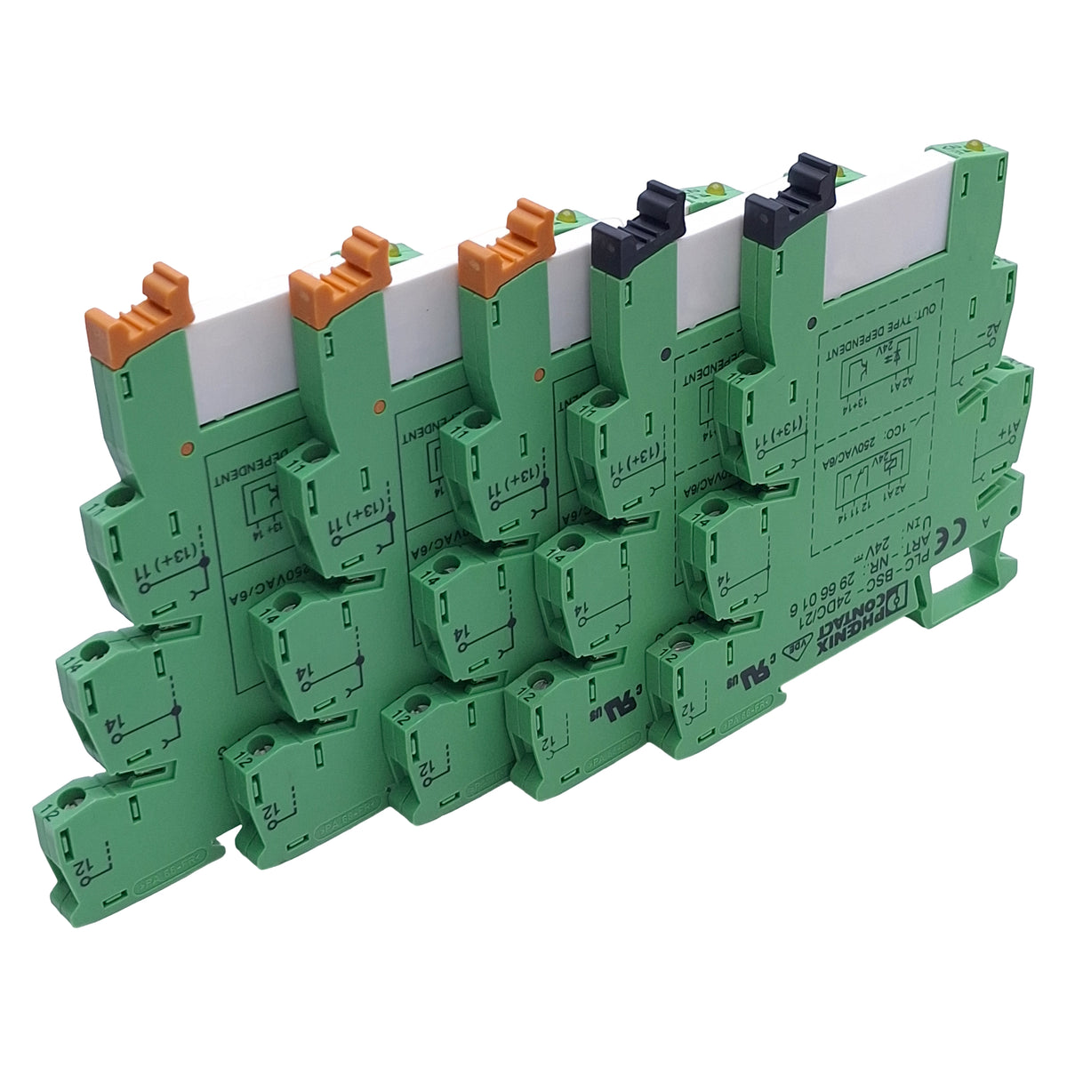 Used Lot of 5 Phoenix Contact PLC-RPT- 24DC/21AU Relay Module, SPDT, 24VDC Coil