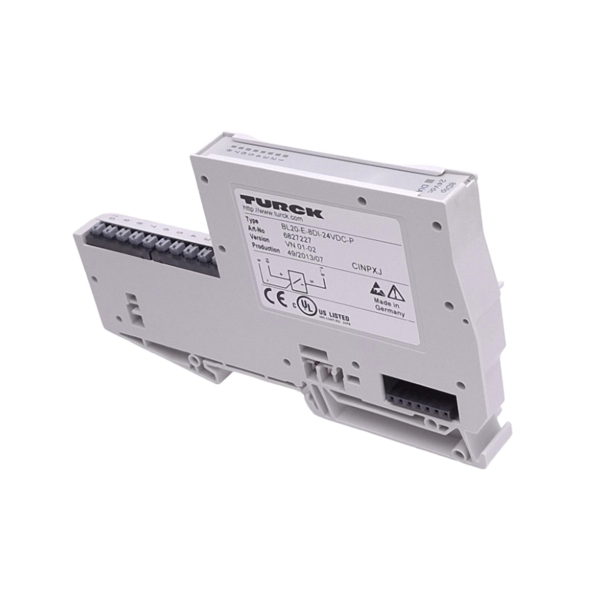 Used Turck BL20-E-8DI-24VDC-P Digital Input Module, 8-Point PNP Input, 24VDC