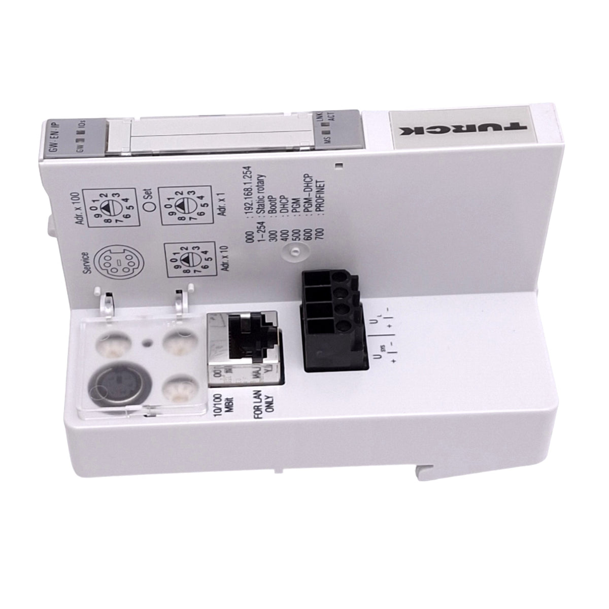 Used Turck BL20-GW-EN-IP Communication Gateway Module, Ethernet/IP 10/100Mbps, RJ45