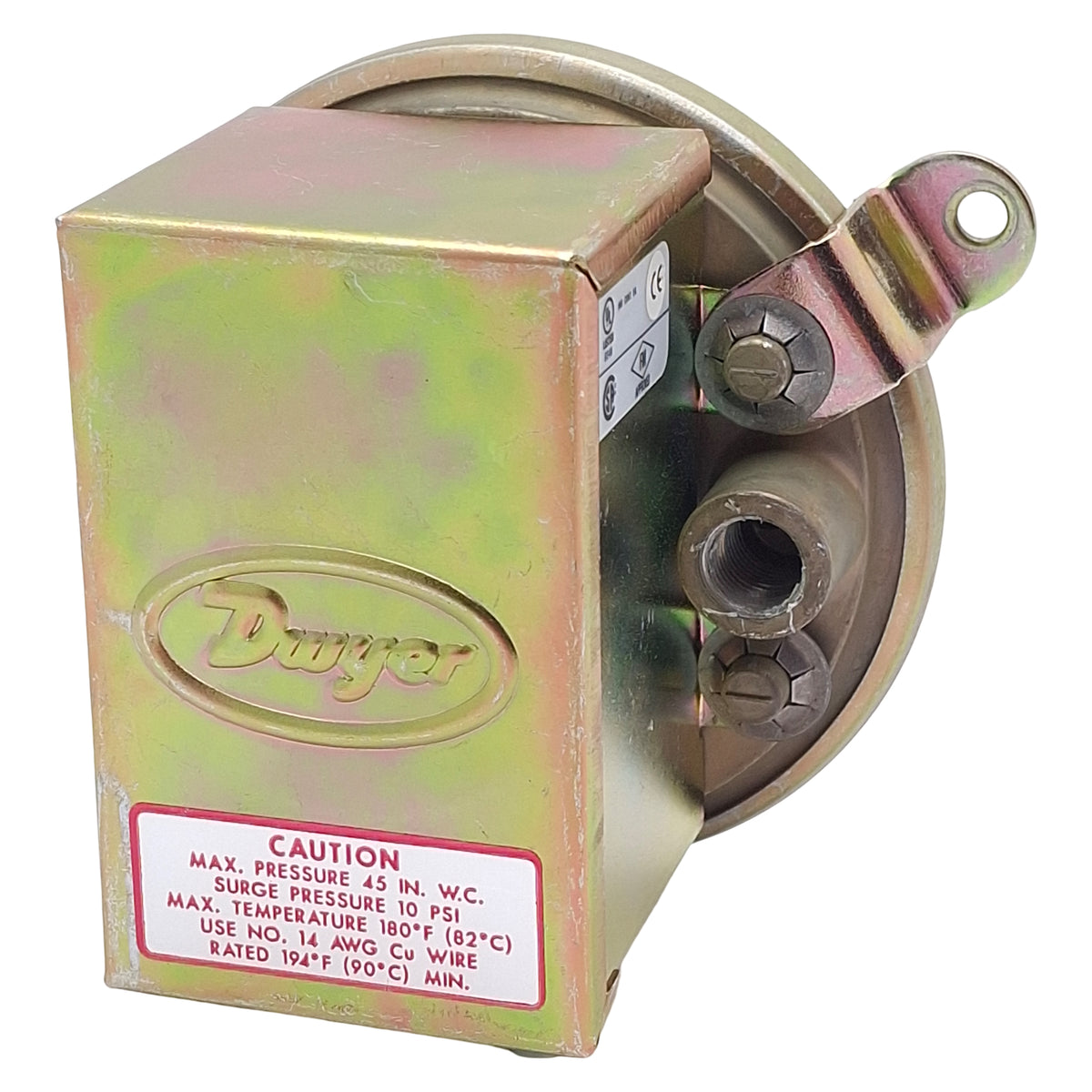 Used Dwyer 1910-00 Low Differential Pressure Switch, SPDT, 0.15-0.5in WC, 15A 480VAC