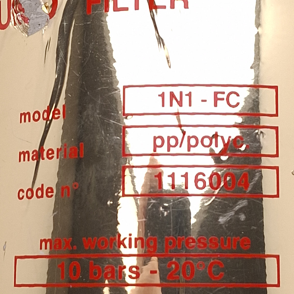 Used 3M CUNO 1N1-FC Water Filter Housing Only, 10bar @ 20°C, Poly Bowl, Rp3/4 Ports