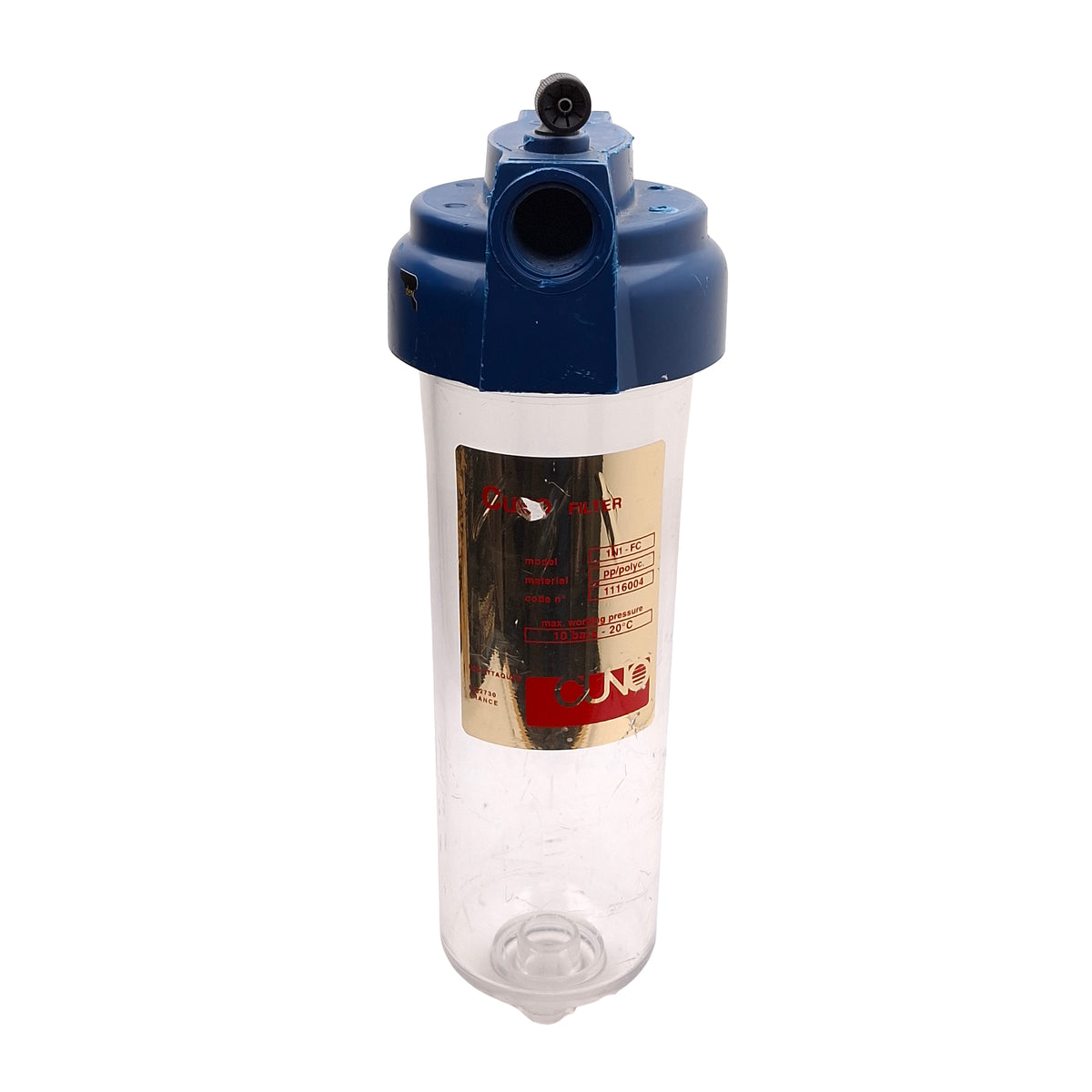 Used 3M CUNO 1N1-FC Water Filter Housing Only, 10bar @ 20°C, Poly Bowl, Rp3/4 Ports