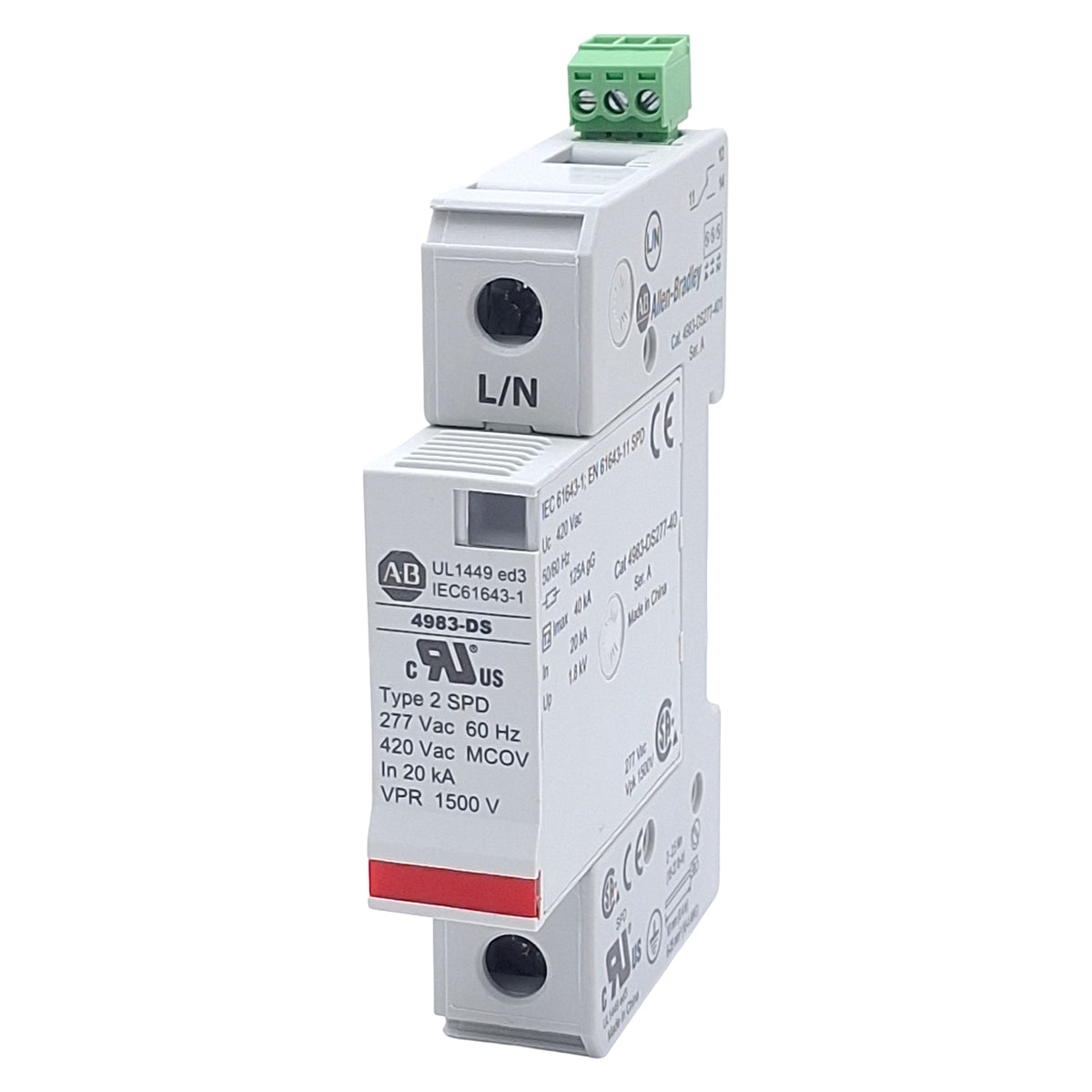 Used Allen Bradley 4983-DS277-401 AC Power Surge Protector, 1-Pole, 277VAC, 40kA