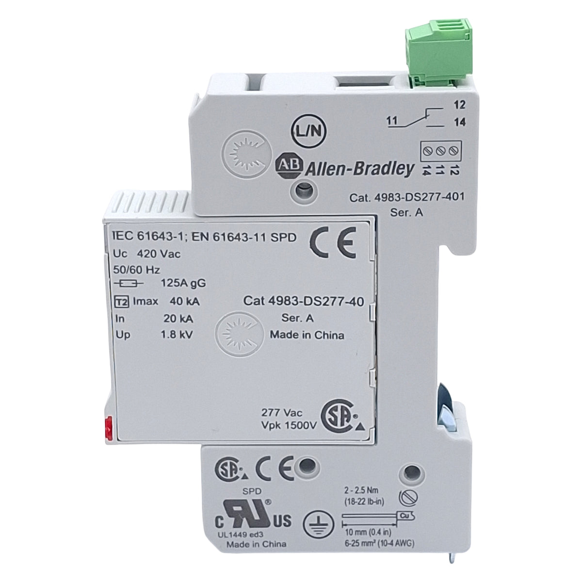 Used Allen Bradley 4983-DS277-401 AC Power Surge Protector, 1-Pole, 277VAC, 40kA