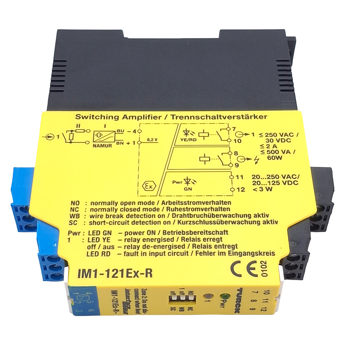 Used Turck IM1-121Ex-R Isolating Switching Amplifier, 1-Channel, NO/NC, 250VAC/125VDC
