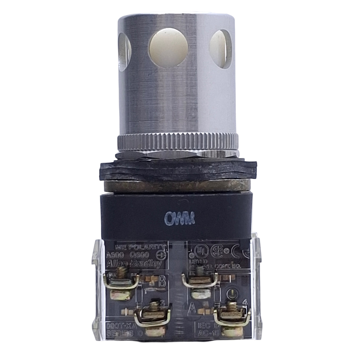 Used Allen Bradley 800T-QAH24W Illuminated Momentary Push Button 1NO+1NC, 24VDC Lamp