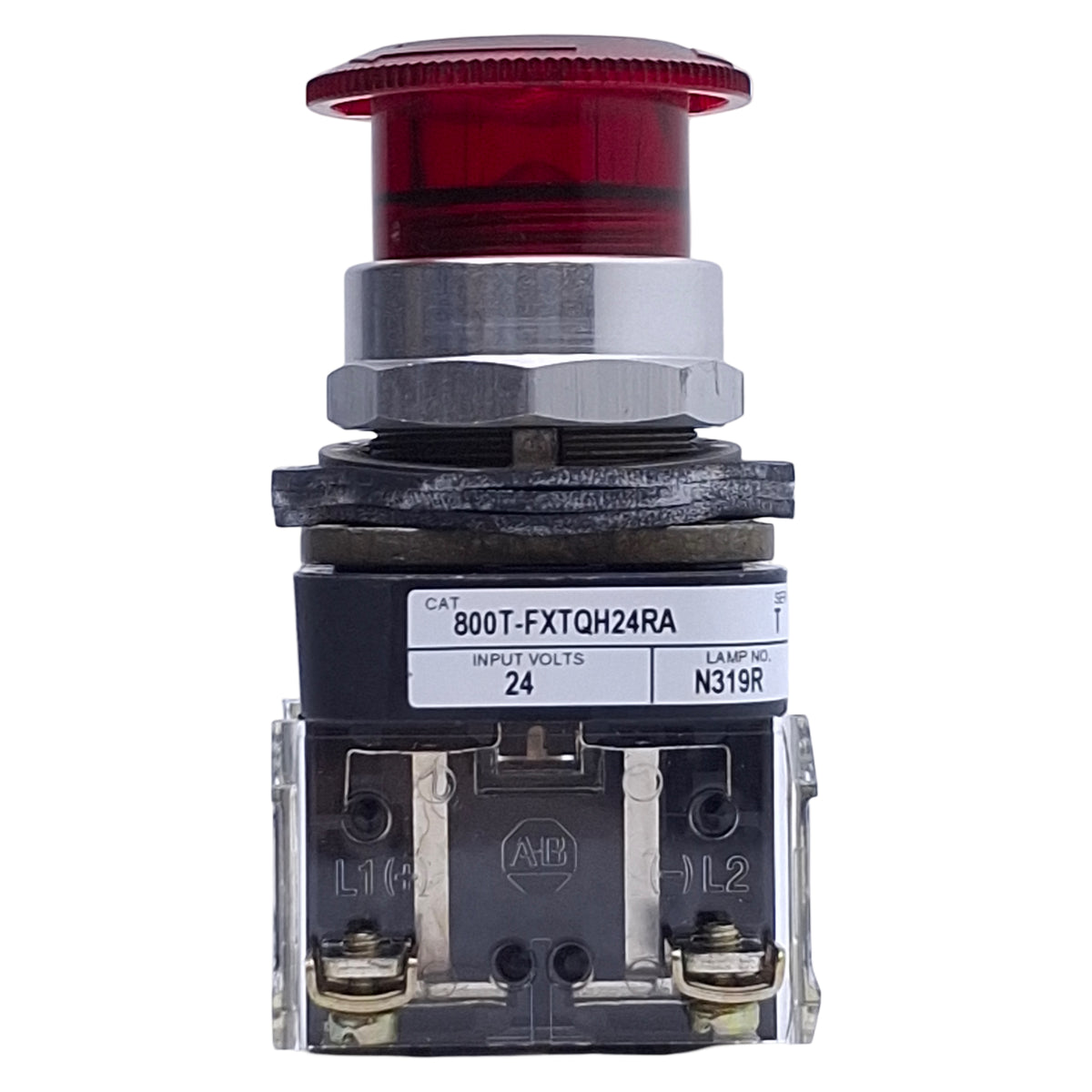Used Allen Bradley 800T-FZTQH24RA Illuminated Push-Pull/Twist-Release E-Stop, 1NO+1NC