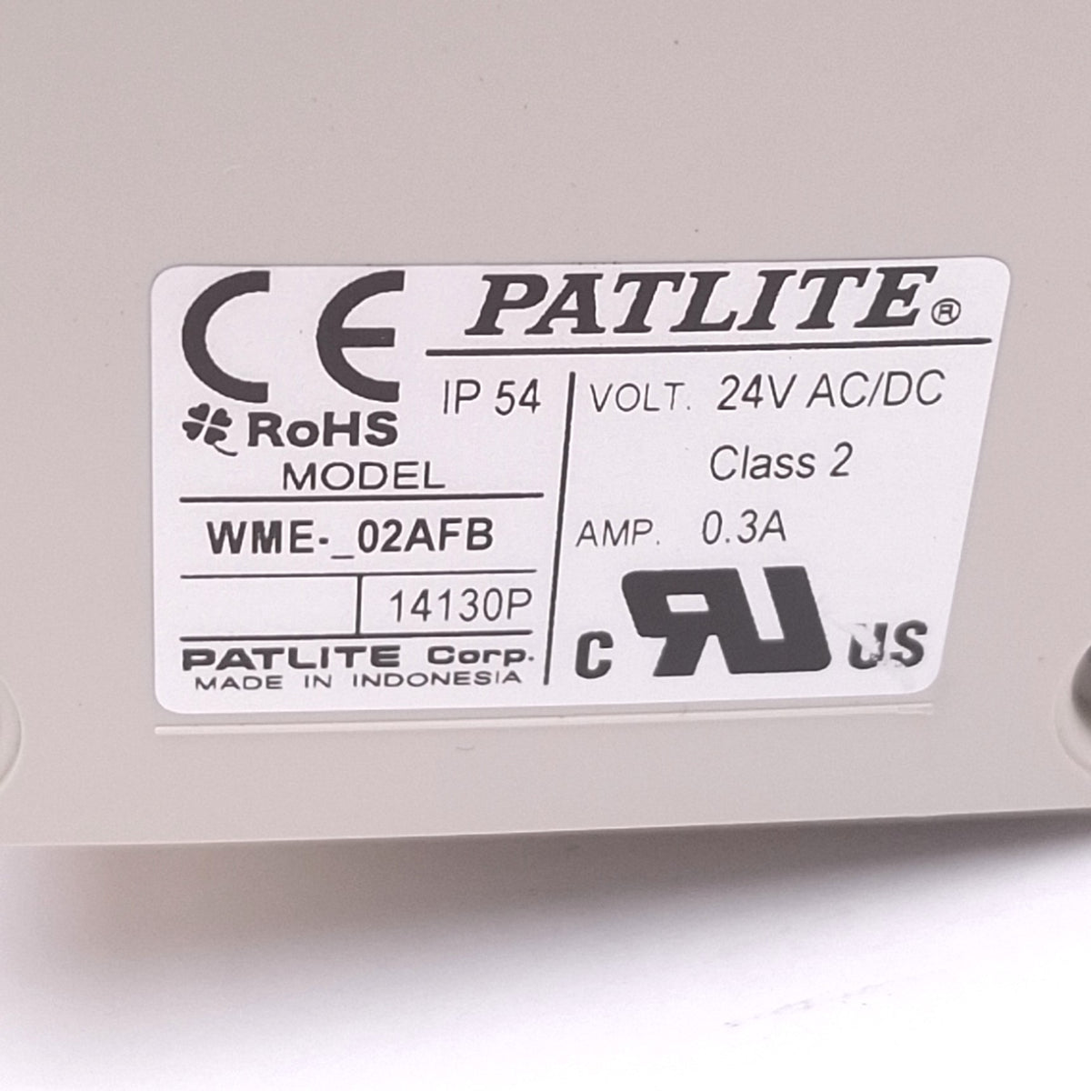 Used Patlite WME-302AFB-RYG Light Tower, 3-Tier Red Amber Green, ø80.2mm 24VAC/DC