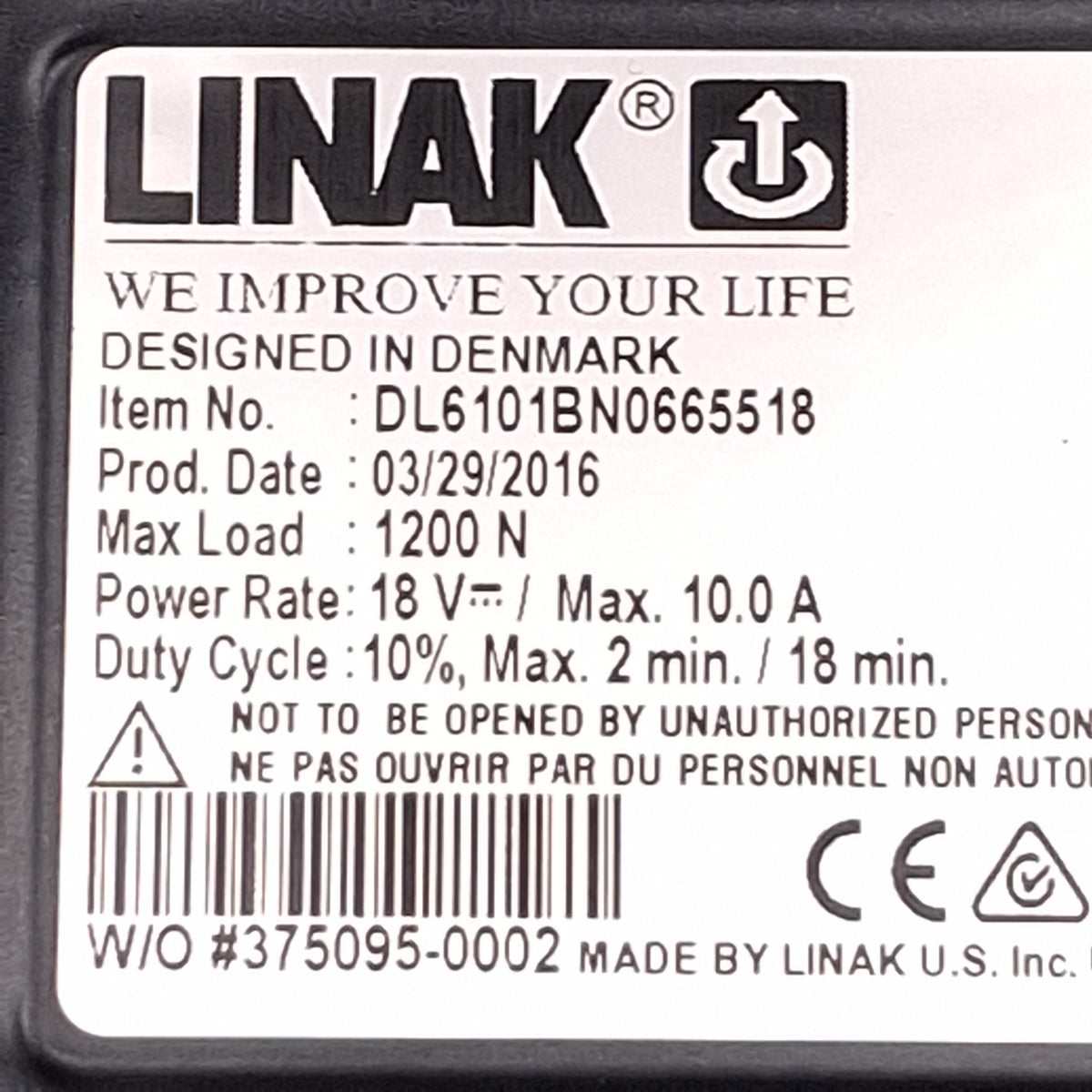 Used Linak DL6101BN0665518 DESKLIFT Electric Lifting Column 12mm Pitch, 665mm Stroke