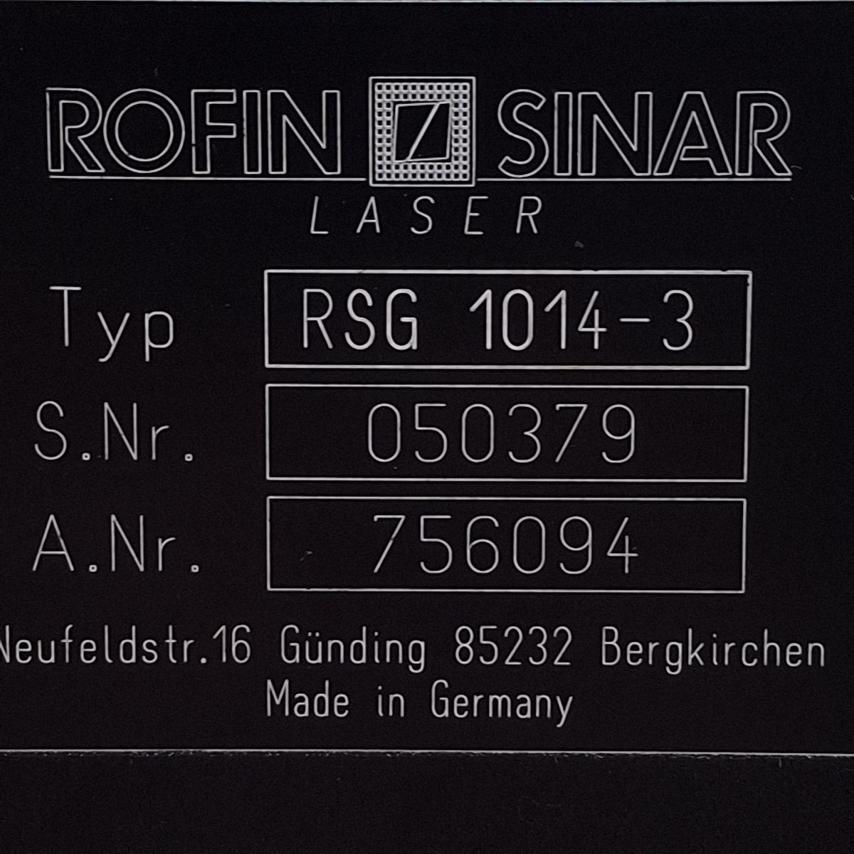 Used Rofin Sinar RSG 1014-3 XY Laser Beam Projector/Scanner Head For RS-MARKER 100D