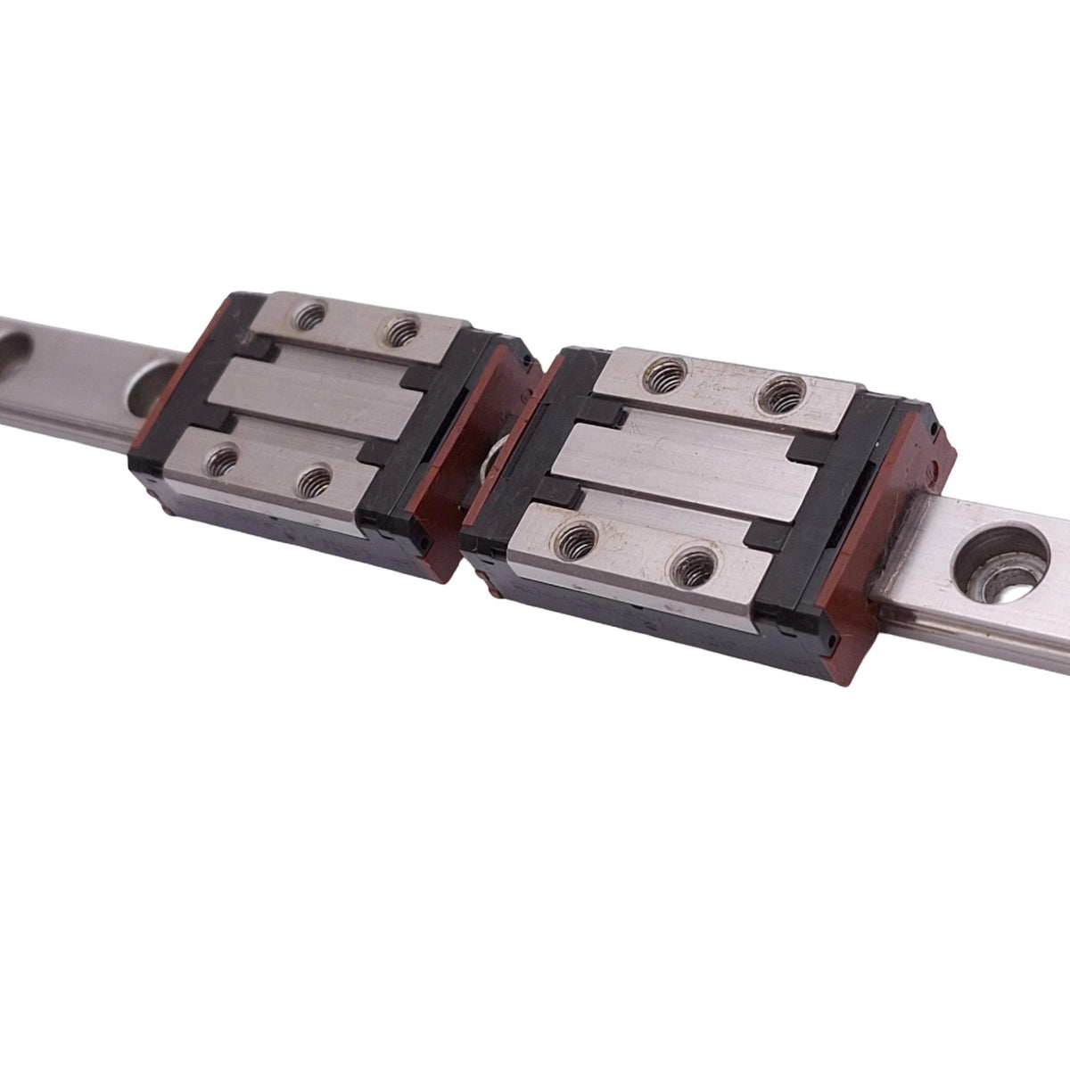 Used Bosch Rexroth R044289301 Miniature Runner Blocks (2x) w/ 230x9mm Rail, 2.1kN Max