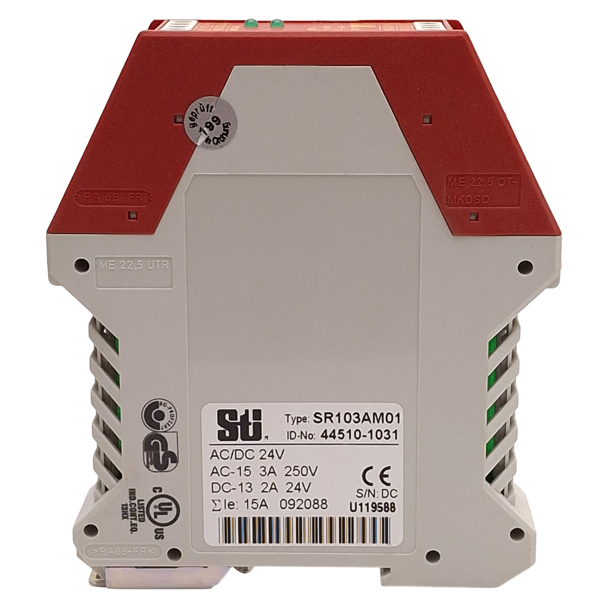 Used Omron Sti 44510-1031 SR103AM Safety Monitoring Relay 3NO+1NC, 24VAC/DC, DIN Rail