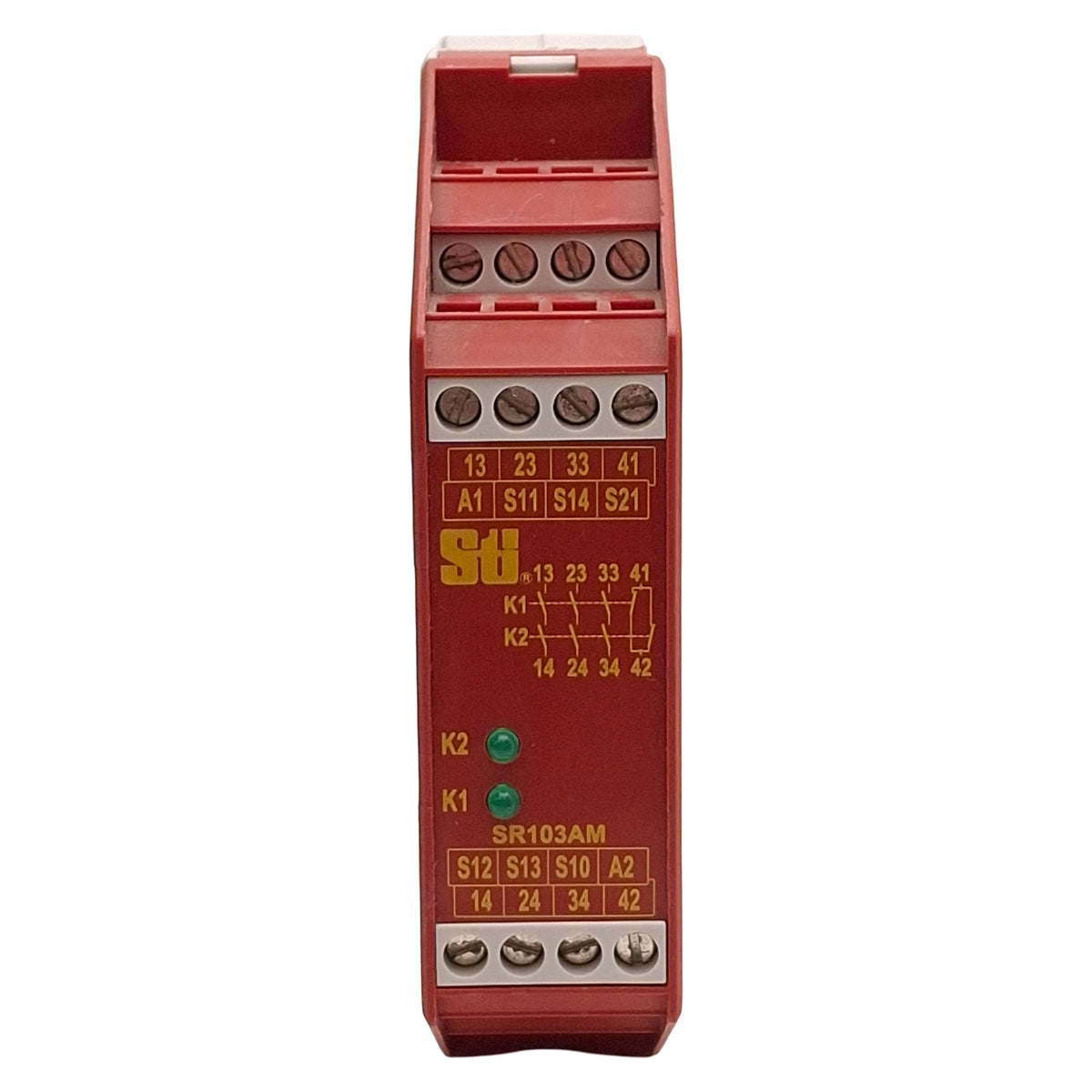 Used Omron Sti 44510-1031 SR103AM Safety Monitoring Relay 3NO+1NC, 24VAC/DC, DIN Rail