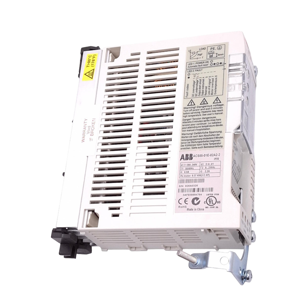 Used ABB ACS55-01E-02A2-2 Variable Speed Drive, 2.2/3.3A 0-230VAC 3ph Out, 0.5hp Max