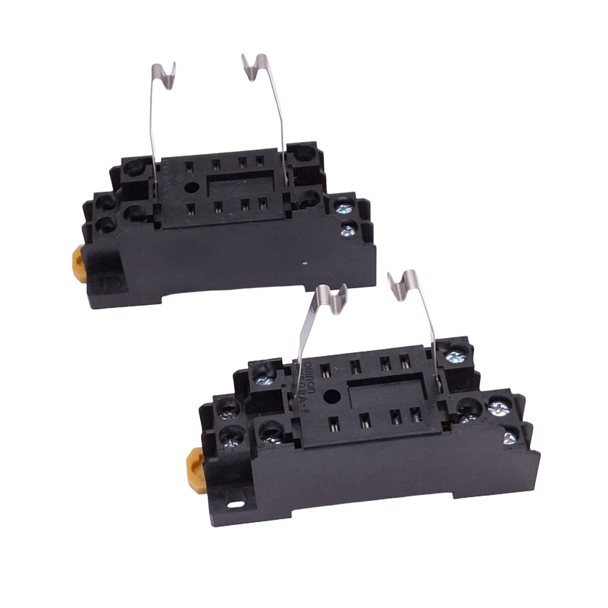New Lot of 2 Omron PYF08A-E Relay Sockets, 8-Pin, 7A 250VAC Max, DIN Rail