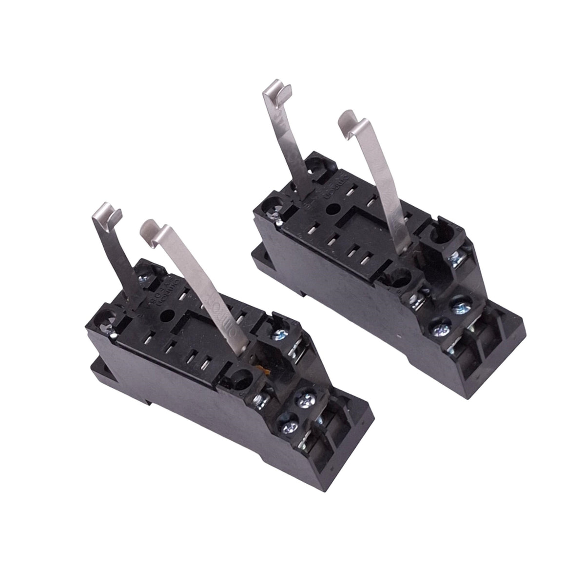 New Lot of 2 Omron PYF08A-E Relay Sockets, 8-Pin, 7A 250VAC Max, DIN Rail