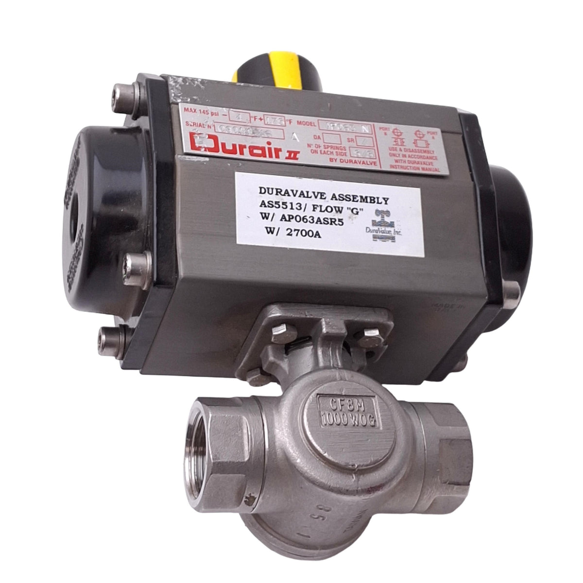 Used Duravalve AP063N Durair II Pneumatic Valve Actuator, 40-120psi, 3/4in NPT
