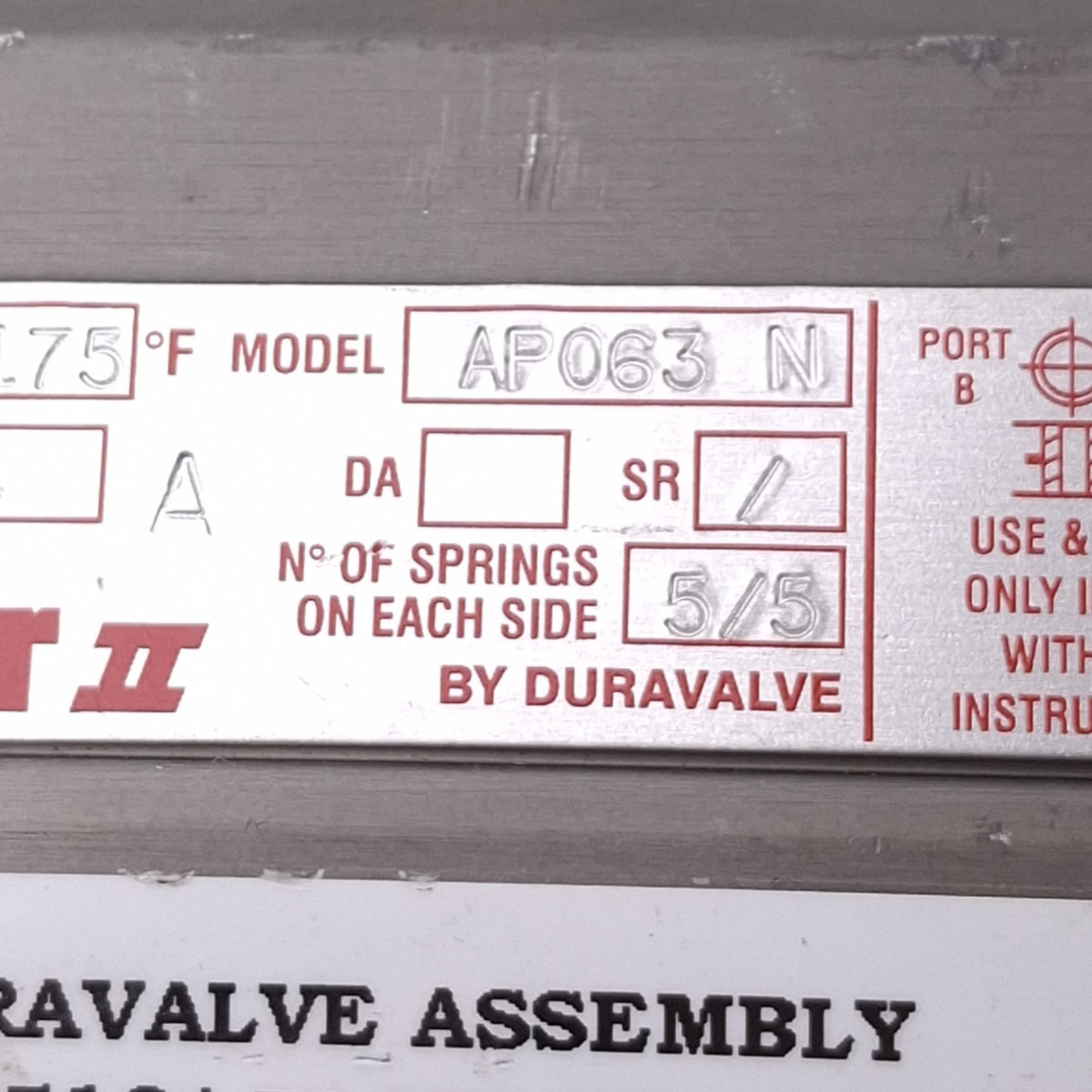 Used Duravalve AP063N Durair II Pneumatic Valve Actuator, 40-120psi, 3/4in NPT