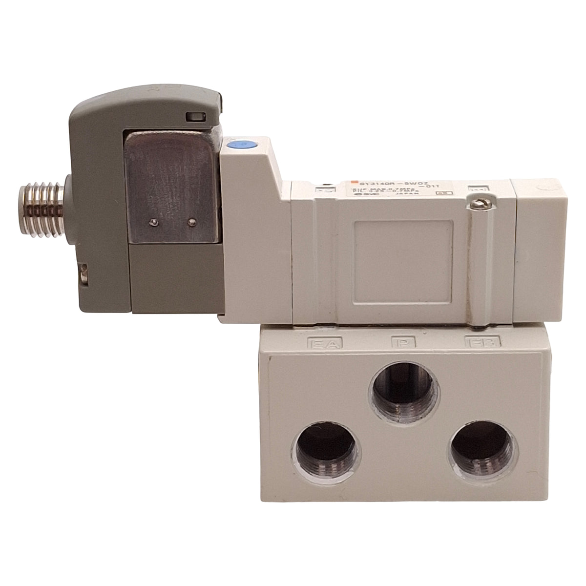 Used SMC SY3140R-5WOZ-01T Solenoid Valve, 2-Position, 1/8 NPTF, M8 3-Pin, 24VDC Coil