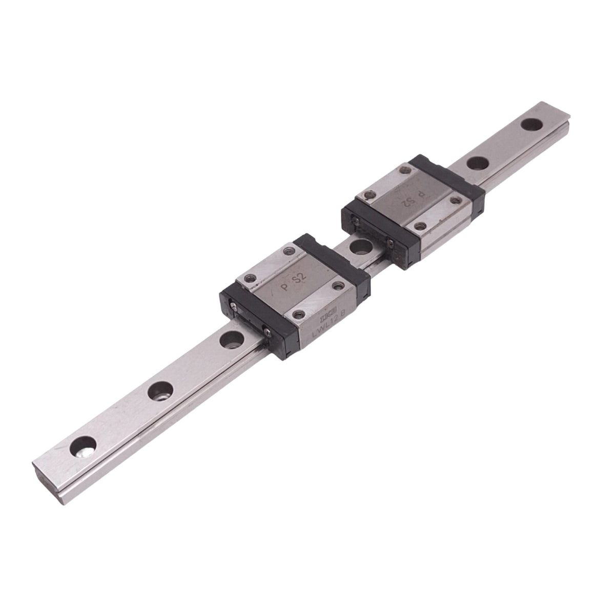 Used IKO LWL12B Linear Guide Blocks (2x) w/ 12x200mm Rail, M3, 4290N Max Load