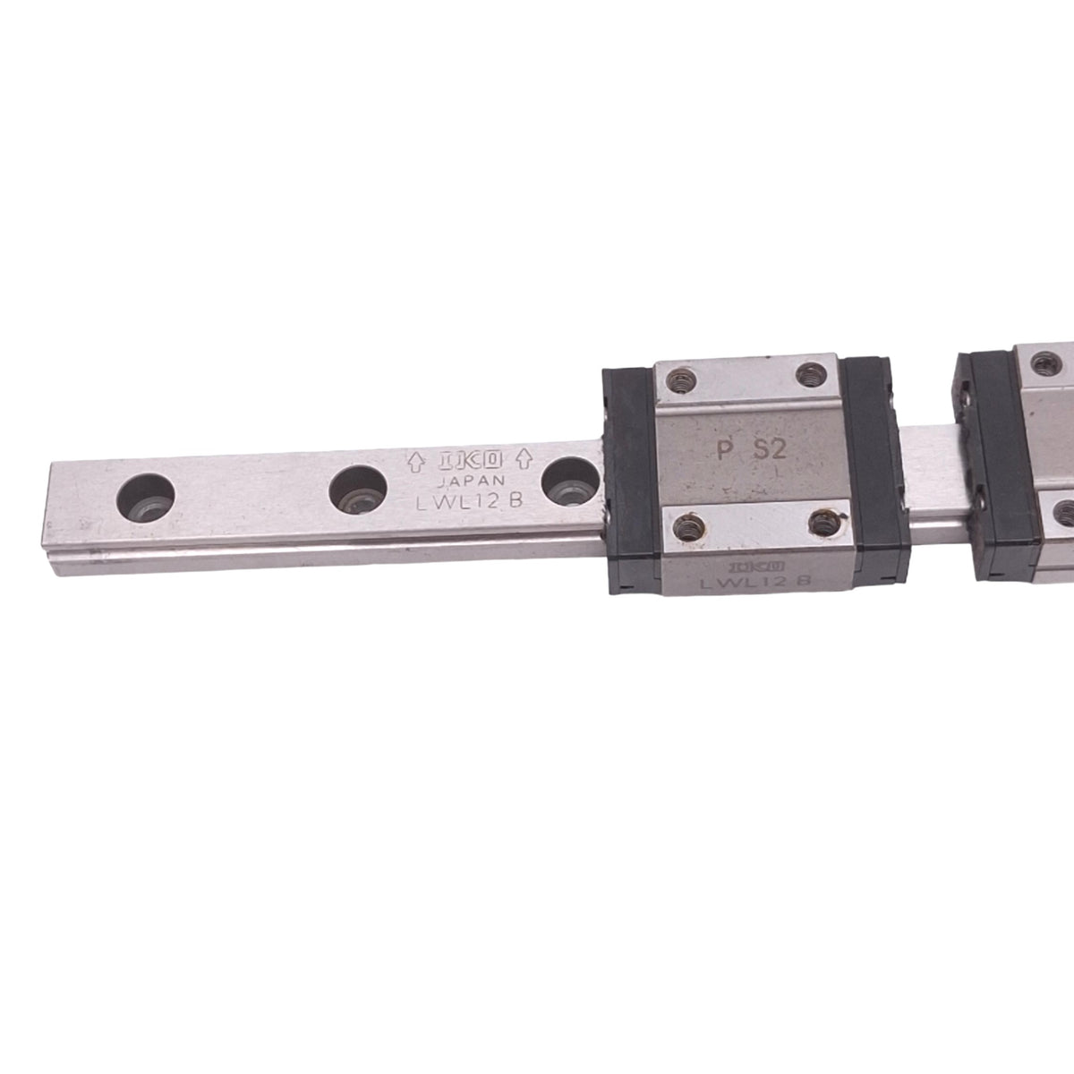 Used IKO LWL12B Linear Guide Blocks (2x) w/ 12x200mm Rail, M3, 4290N Max Load