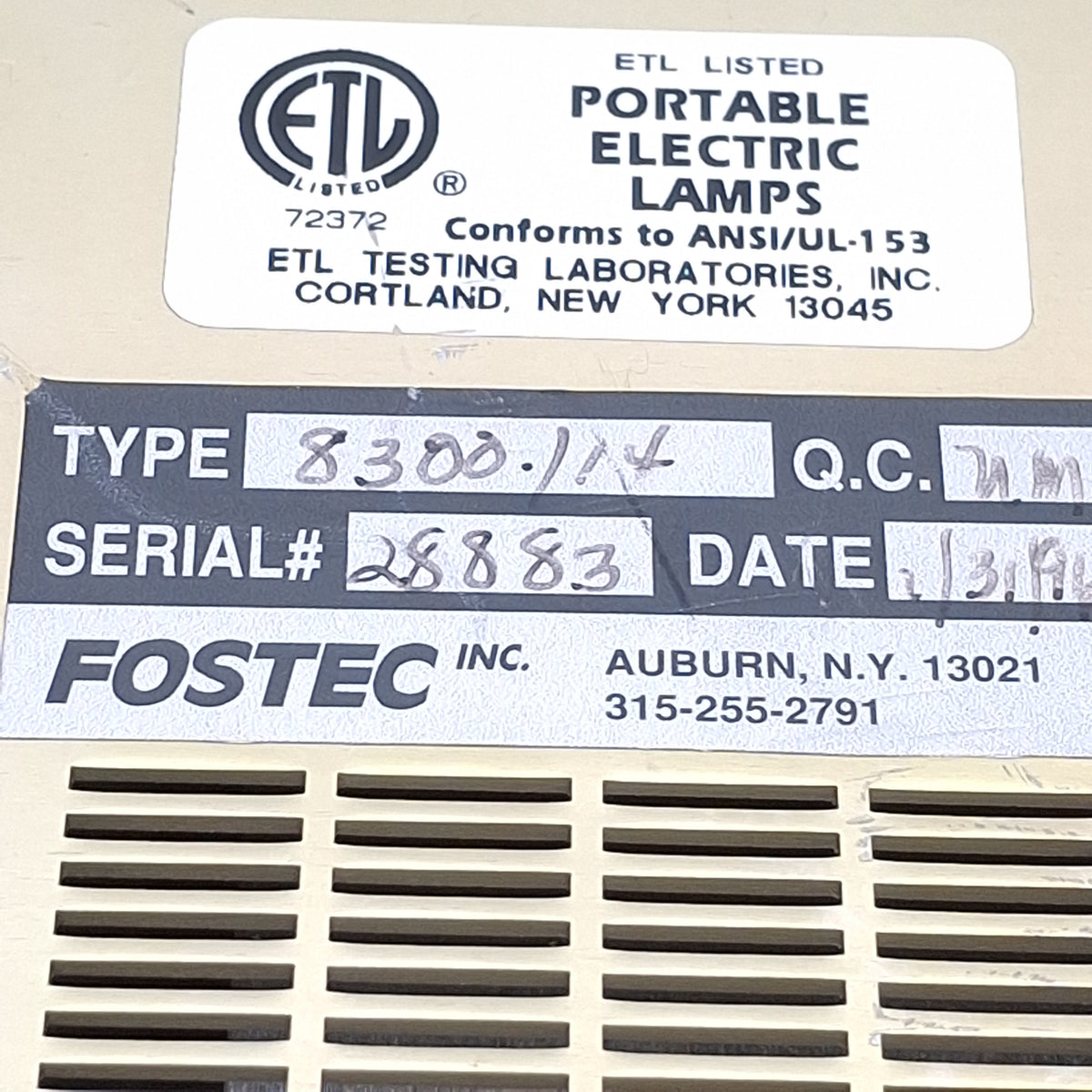 Used Leeds 8300./14 Fiber Optic Light Source Illuminator EKE Lamp, 150W, 115-120VAC
