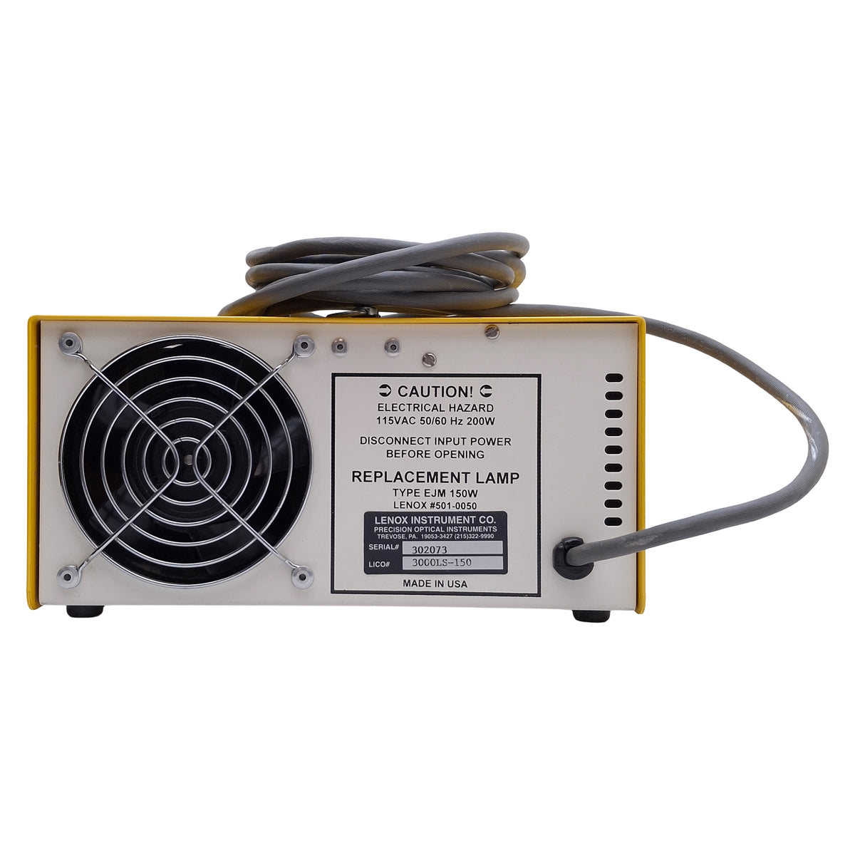 Used Lenox FLS 150 Fiber Optic Light Source Illuminator EJM Lamp, 150W, 115VAC