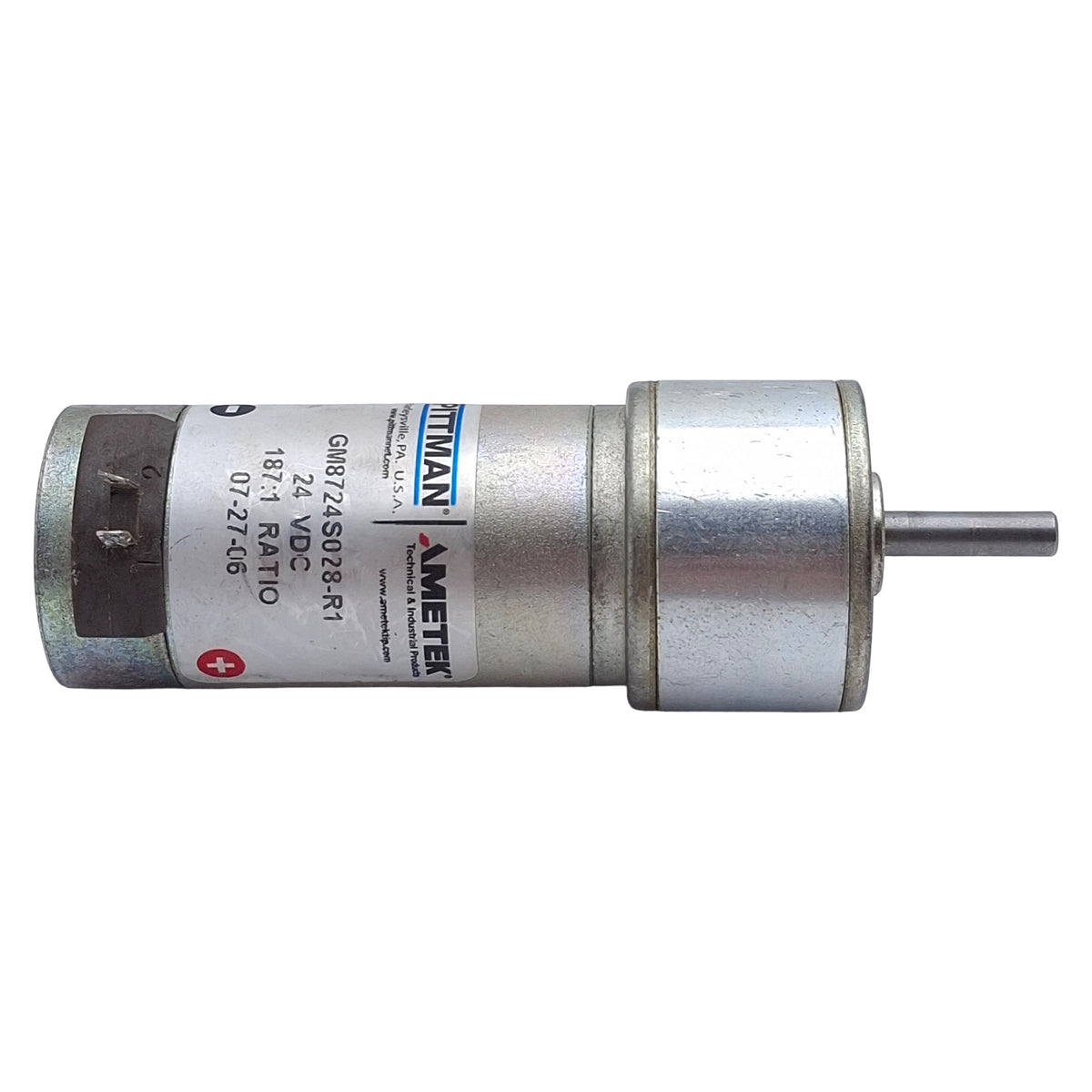 Used Ametek Pittman GM8724S028-R1 Brush Commutated DC Gearmotor, 187:1 Ratio, 24VDC