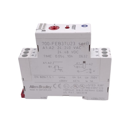Used Allen Bradley 700-FEB3TU23 Time Delay Relay, SPDT, 5A Max, 24-240VAC/24-48VDC