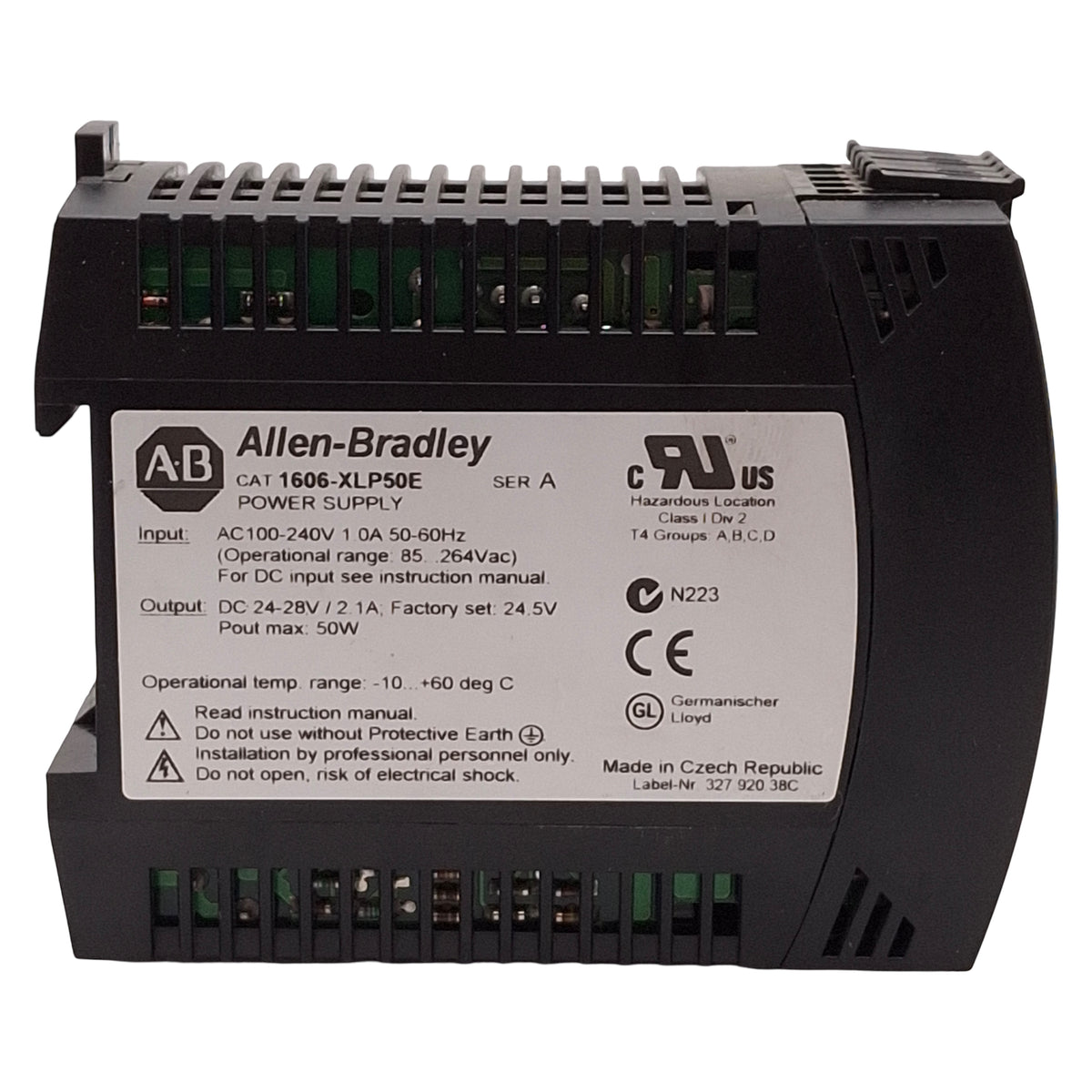 Used Allen Bradley 1606-XLP50E PLC Power Supply, 50W 24-28VDC OUT, 100-240VAC IN