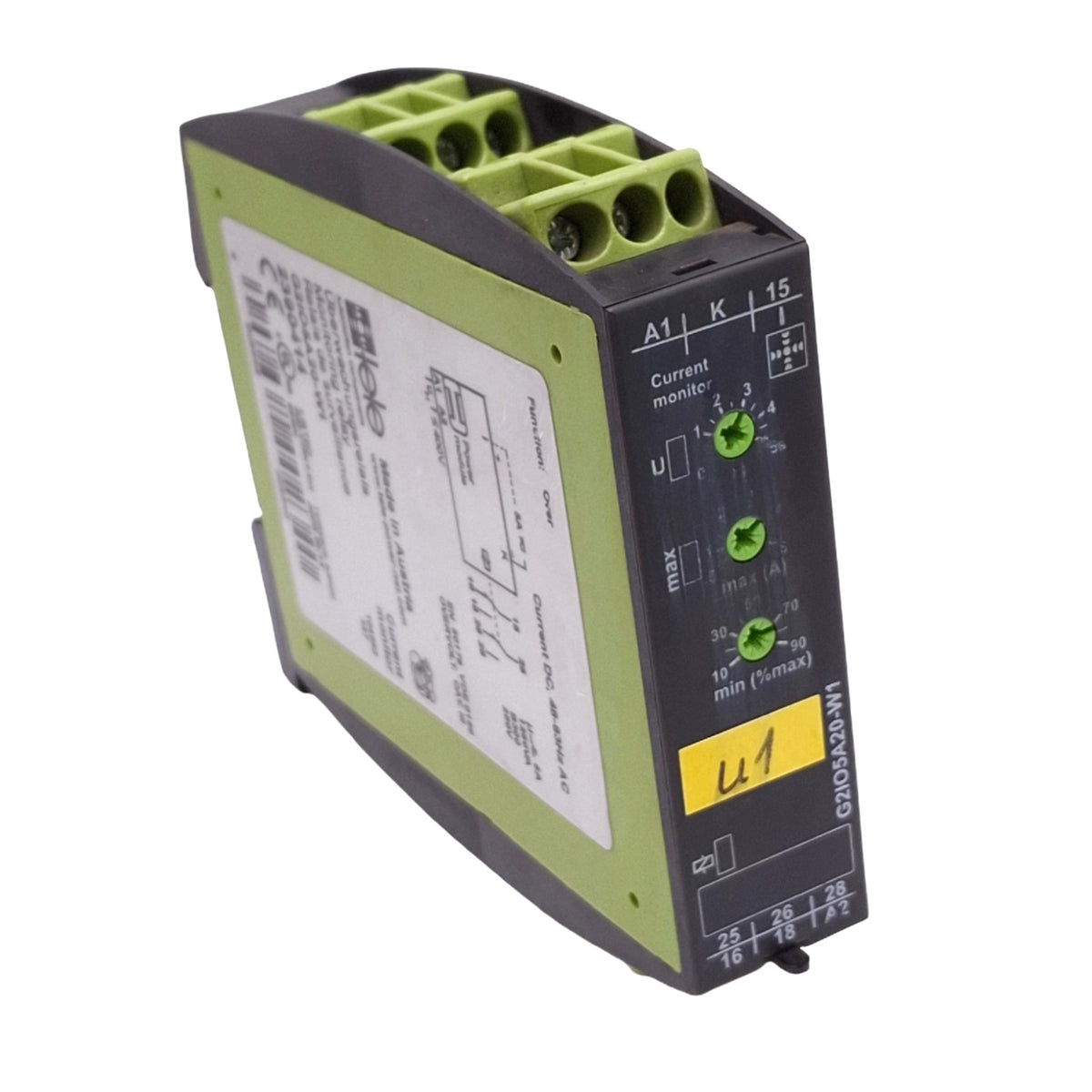 Used Tele Haase G2IO5A20-W1 Overcurrent Monitoring Relay, 1-Phase AC/DC 5A, 0s-5s