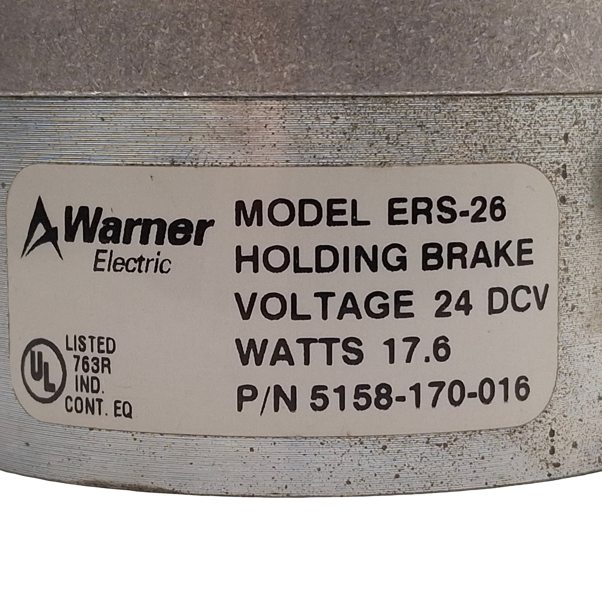 Used Warner ERS-26 Electrically Released Holding Brake, 1.5lb-ft, ø2.46in OD, 24VDC