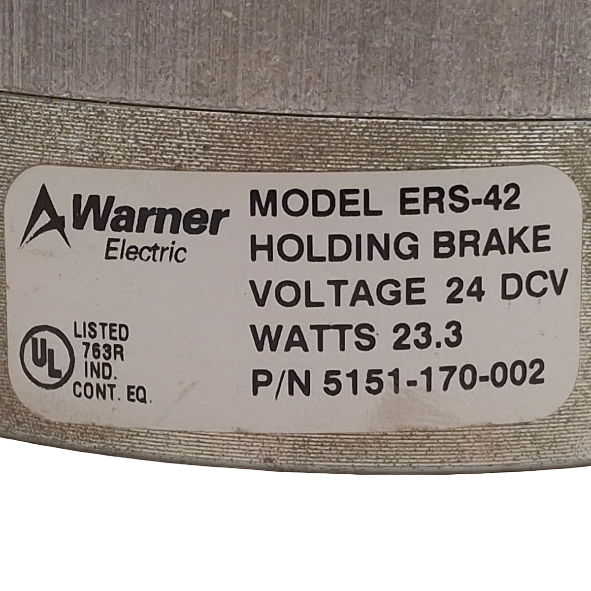 Used Warner ERS-42 Electrically Released Holding Brake, 7.0lb-ft, ø3.52in OD, 24VDC
