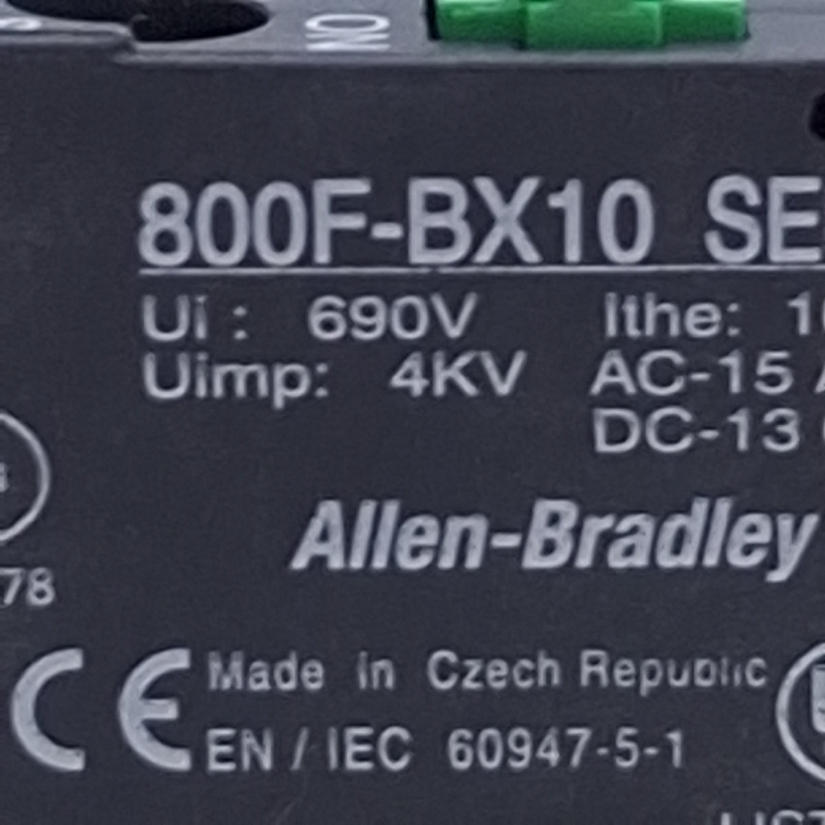 Used Lot of 3 Allen Bradley 800F-BX10 Contact Block, NO, 600V 10A, Screw Terminals