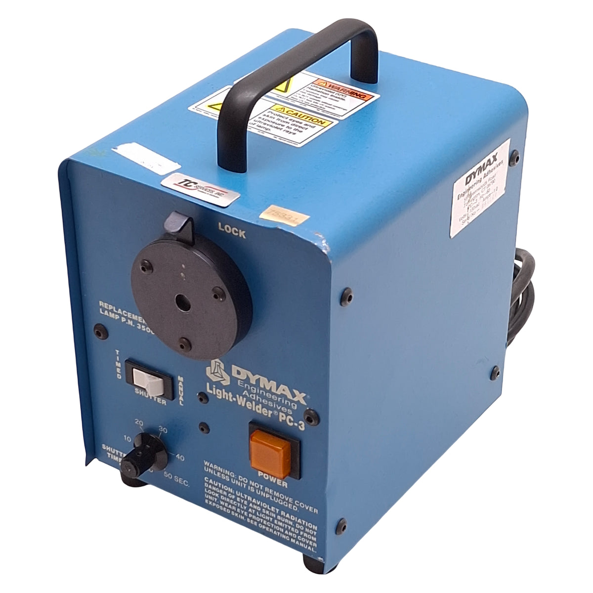 Used Dymax PC-3 Light-Welder UV Curing Light Source, 120VAC 1A *Missing Foot Switch*