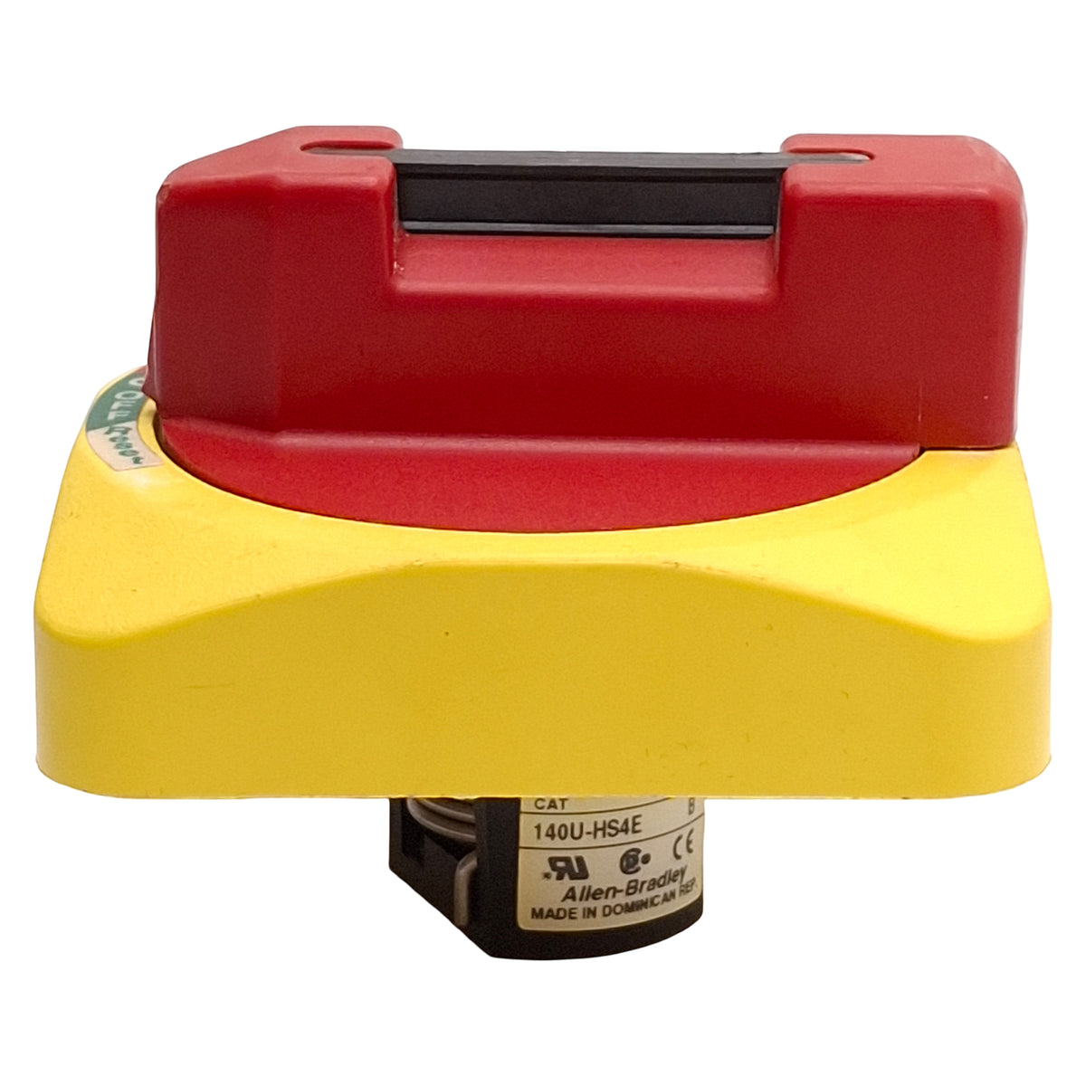 Used Allen Bradley 140U-HS4E Rotary Disconnect Switch Handle, 90°, Red/Yellow