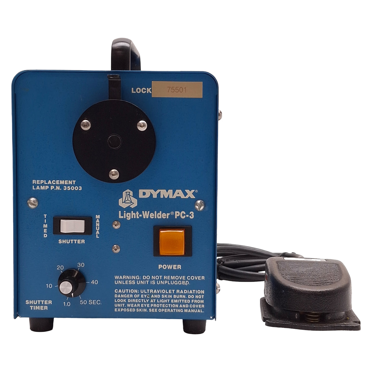Used Dymax PC-3 Light-Welder UV Curing Light Source w/ Foot Switch , 120VAC 1A, 50W