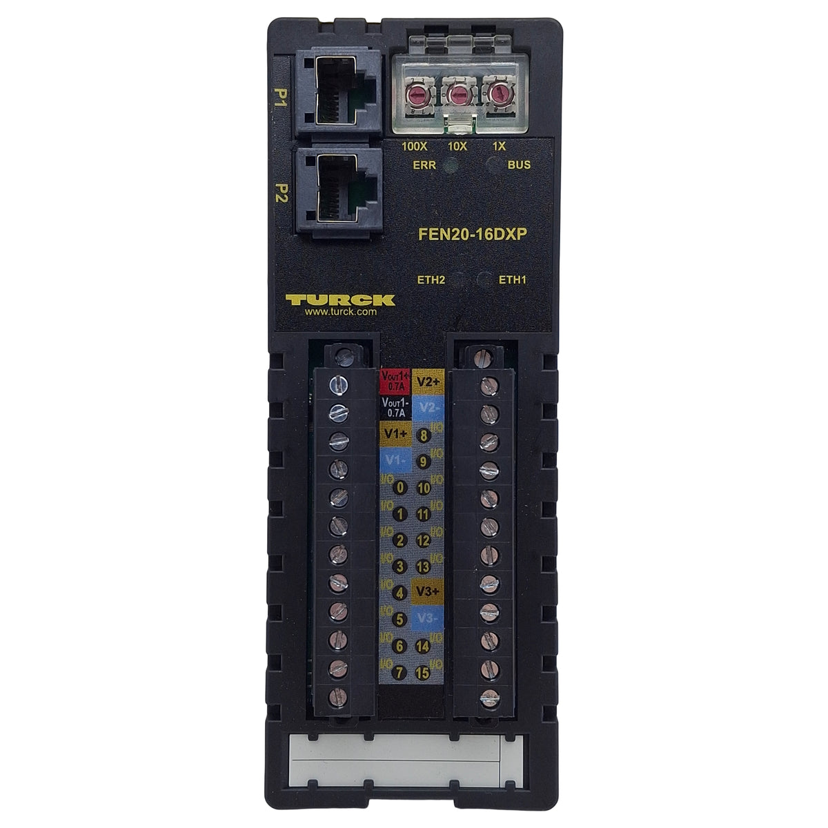 Used Turck FEN20-16DXP Compact IP20 Multiprotocol Ethernet I/O Station 16-Channel PNP