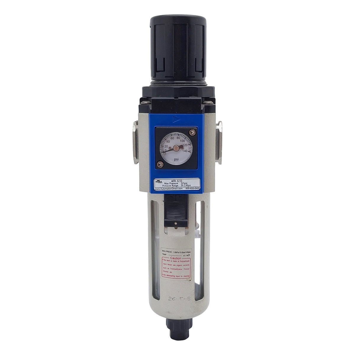Used Nitra AFR-3233 Pneumatic Filter Regulator, 1/4in NPT, 20-130psi, 140psi Max, 40µ