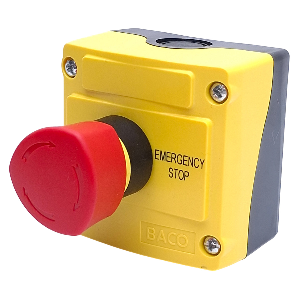 Used Baco LBX17301 Emergency E-Stop Enclosure w/Maintained Twist-Reset Switch, 1NC