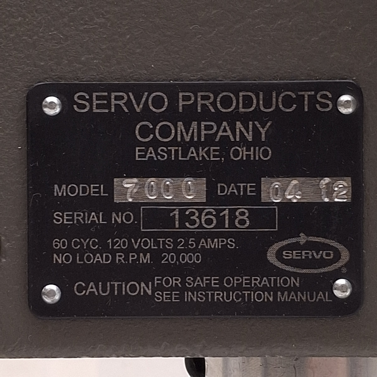 Used Servo Products Company 7010 Precision Drill Press 115VAC 2A *Missing Handle*