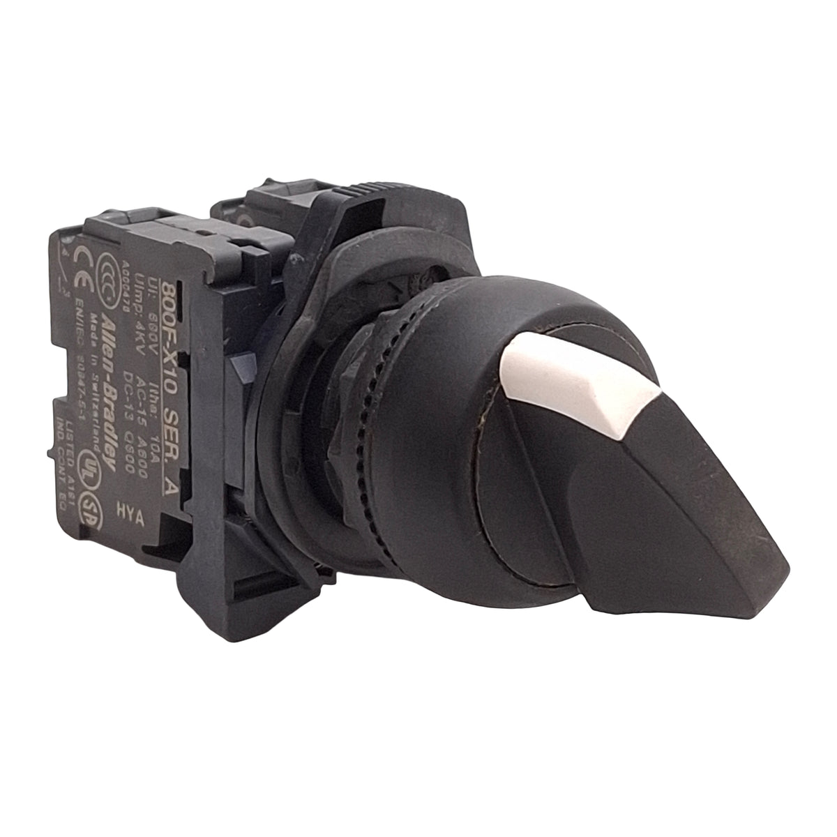 Used Allen Bradley 800FP-SM22MX20 Selector Switch 2-Position, 2NO, 22.5mm, 10A 600VAC