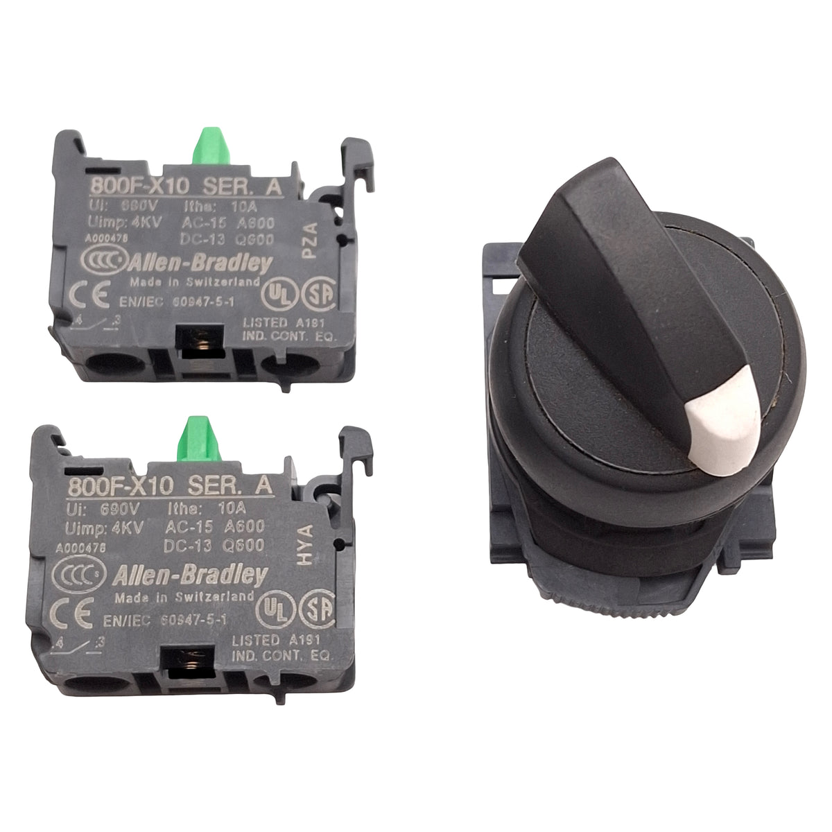 Used Allen Bradley 800FP-SM22MX20 Selector Switch 2-Position, 2NO, 22.5mm, 10A 600VAC