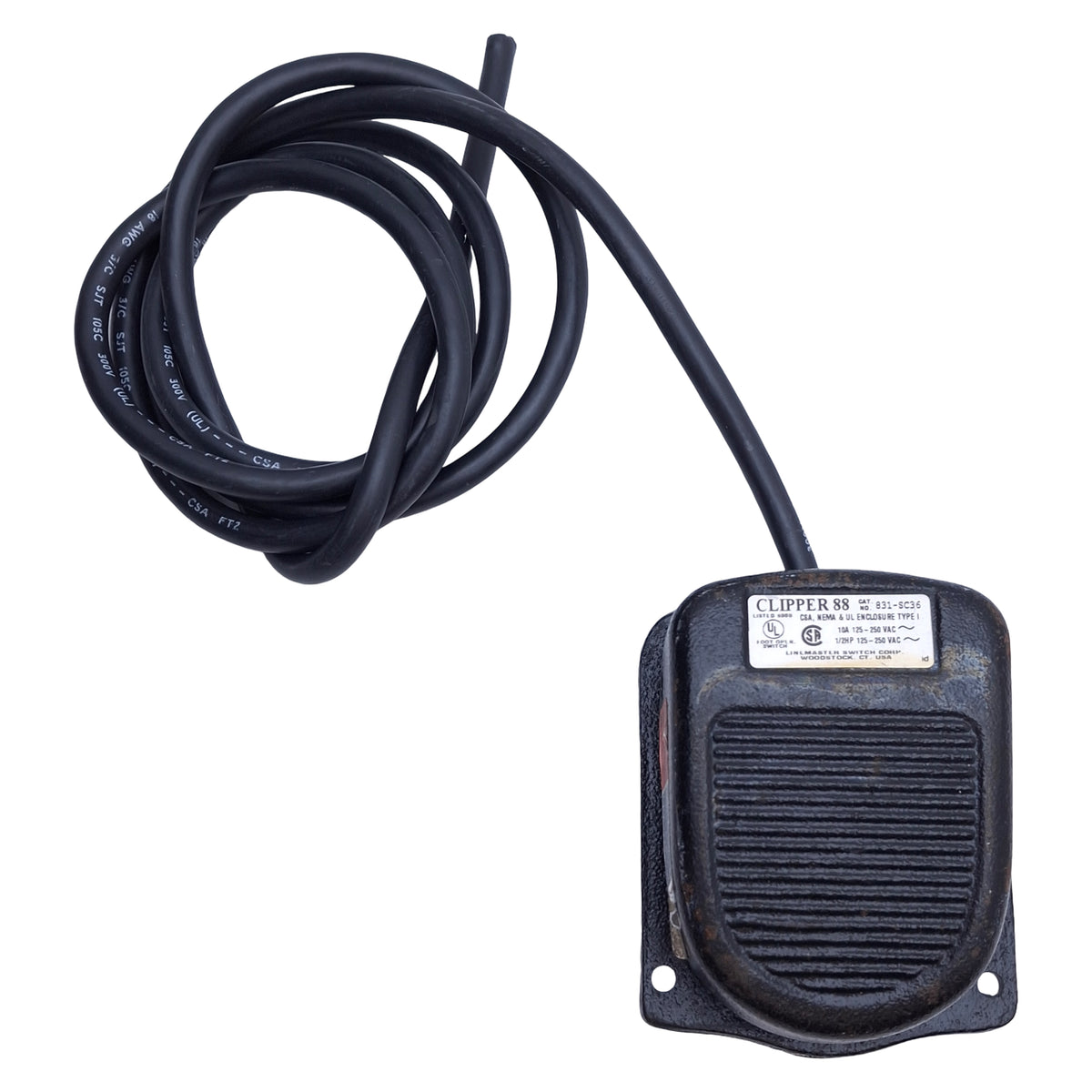 Used Linemaster 831-SC36 Clipper Momentary Foot Pedal Switch 1/2HP, 125-250VAC 10A