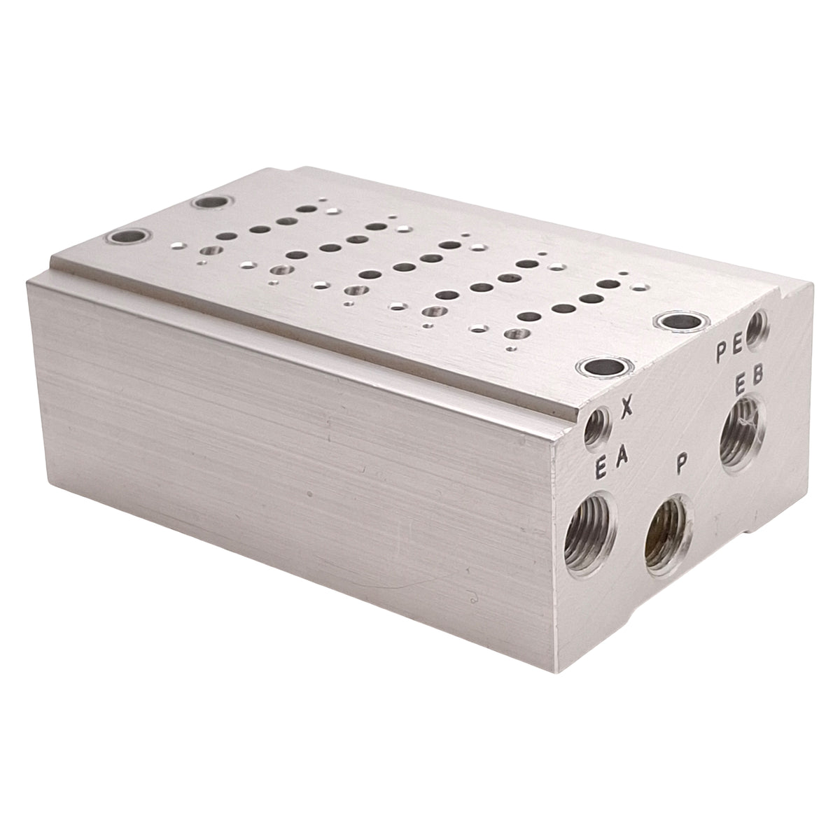 Used SMC SS5Y3-42-05-01N Aluminum Bar Stock Pneumatic Manifold, 5-Station, 1/8in NPT