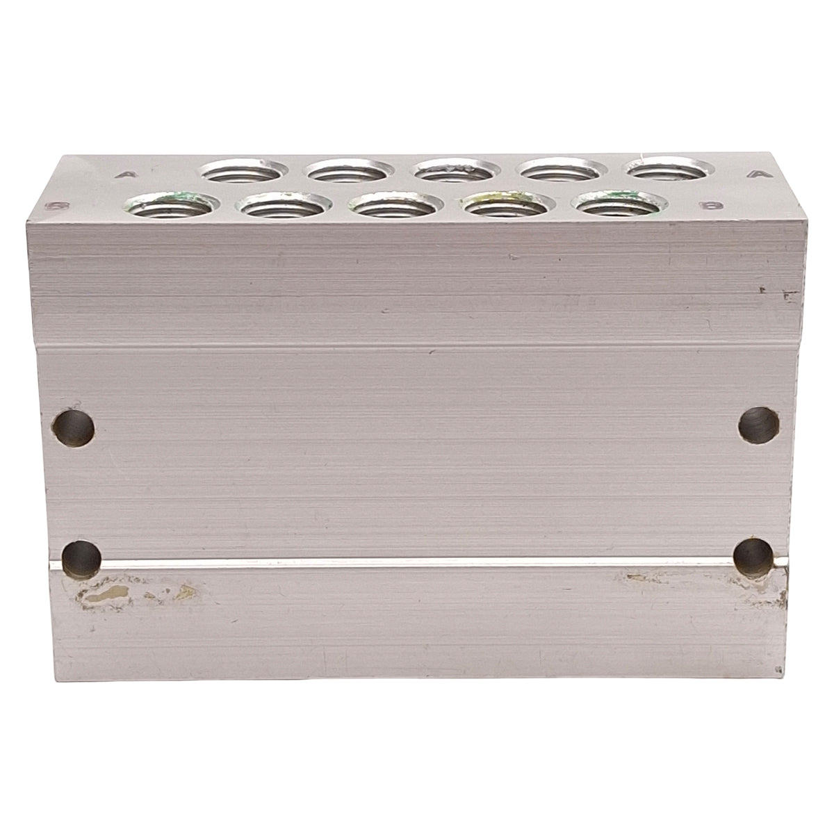 Used SMC SS5Y3-42-05-01N Aluminum Bar Stock Pneumatic Manifold, 5-Station, 1/8in NPT