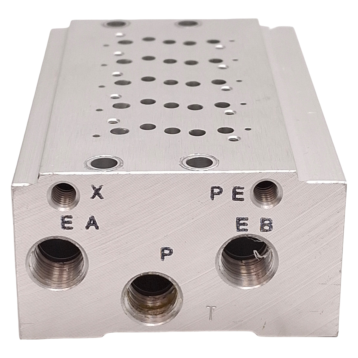 Used SMC SS5Y3-42-05-01N Aluminum Bar Stock Pneumatic Manifold, 5-Station, 1/8in NPT