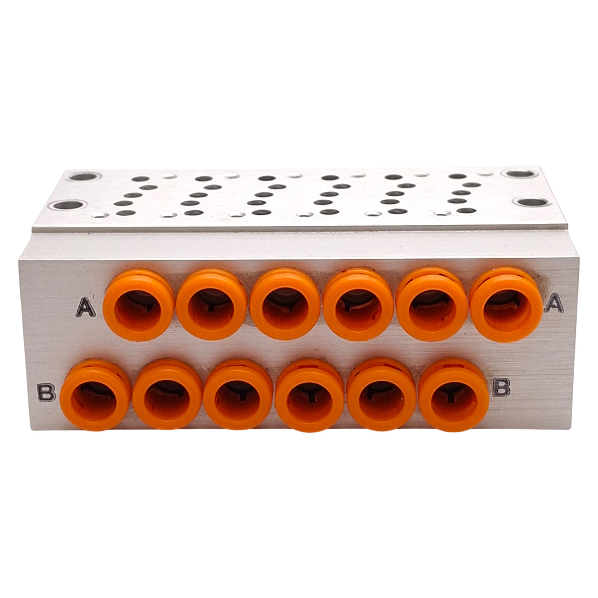 Used SMC SS5Y3-41-05-N7 Aluminum Bar Stock Manifold, 6-Station, ø1/4in One-Touch