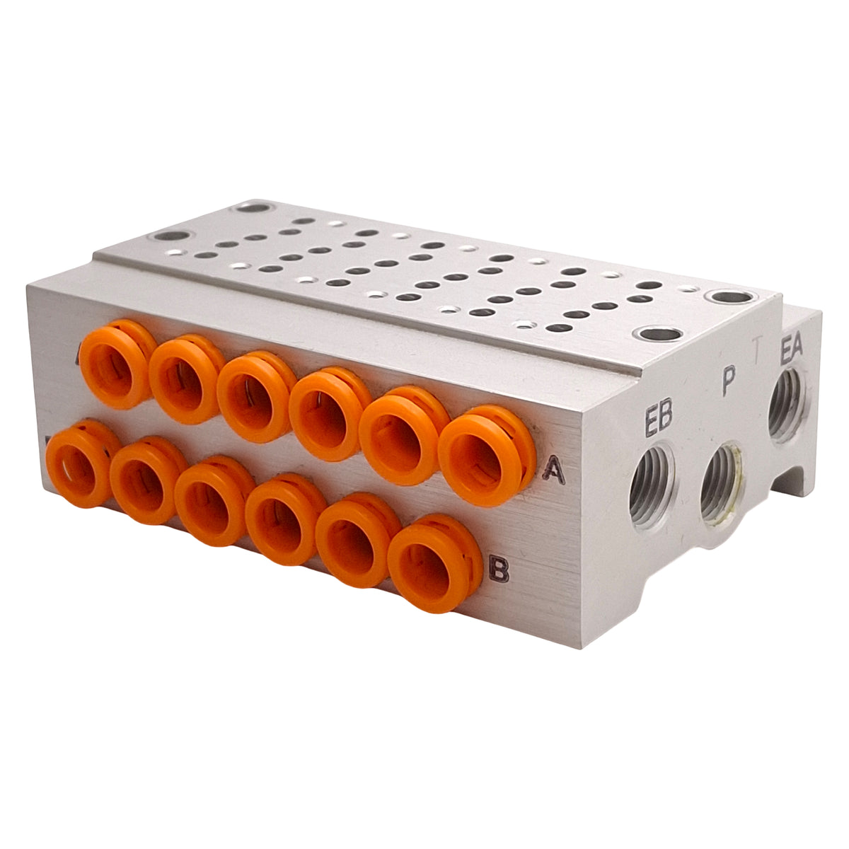 Used SMC SS5Y3-41-05-N7 Aluminum Bar Stock Manifold, 6-Station, ø1/4in One-Touch