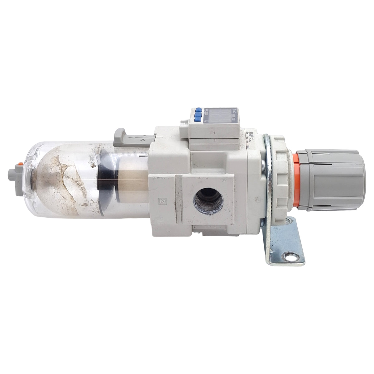 Used SMC AW30-N03E3-Z-B Pneumatic Filter Regulator, PNP, 3/8in NPT, 7-125psi, 5µm